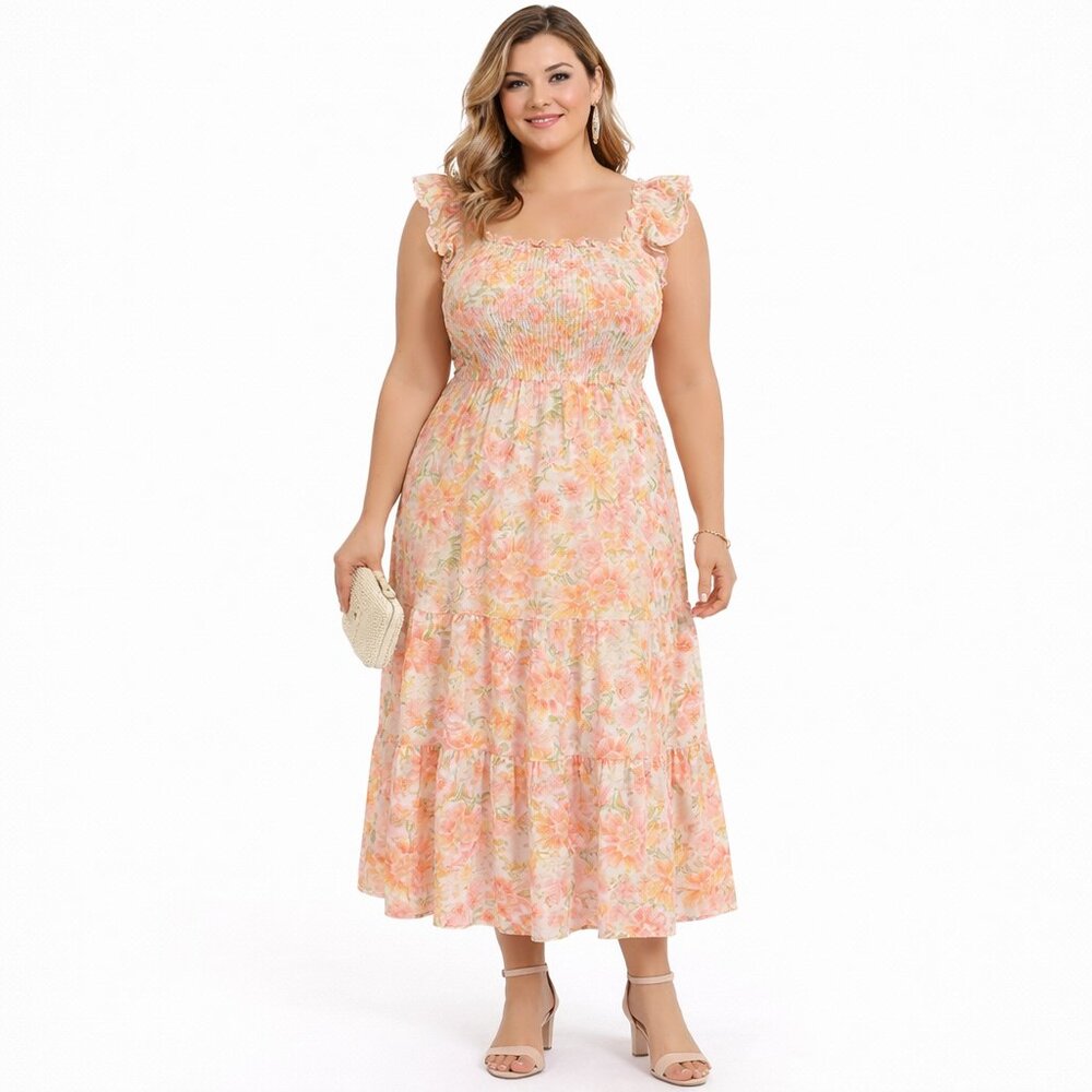 Wedding Guest Floral Midi Dress 12 Garden Wedding Guest Spring Formal Smocked